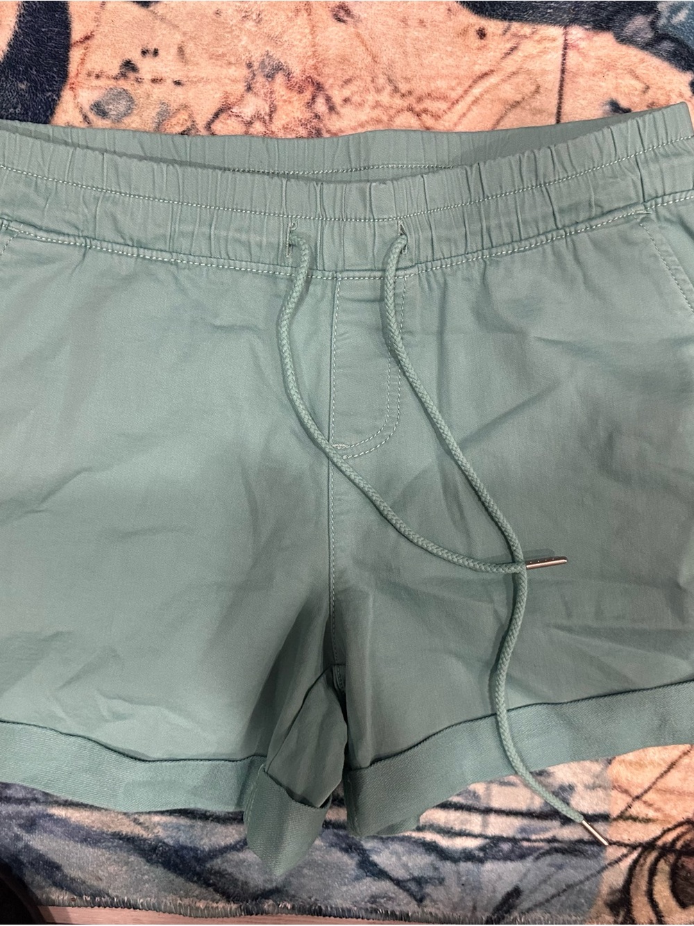 Time and Tru Sage Green Drawstring Athletic Shorts